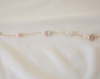 Spring Collection | Pearl and gemstone bracelet | gold dainty bracelet | Cute bracelet | gift for her | summer fun bracelet