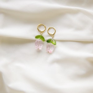 Tulip earrings cute floral earrings gold hoop earrings Gift for her or friend image 8