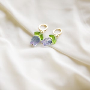 Tulip earrings cute floral earrings gold hoop earrings Gift for her or friend image 4