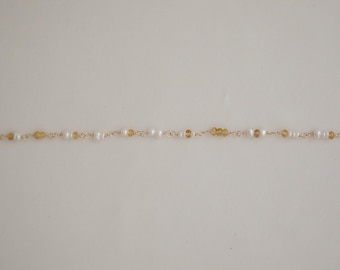 Fall autumn bracelet | Pearl and citrine bracelet | gold dainty bracelet | Cute bracelet | gift for her