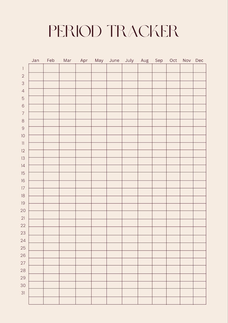 Printable Period Calendar, Digital Period Tracker, Menstrual Calendar ...