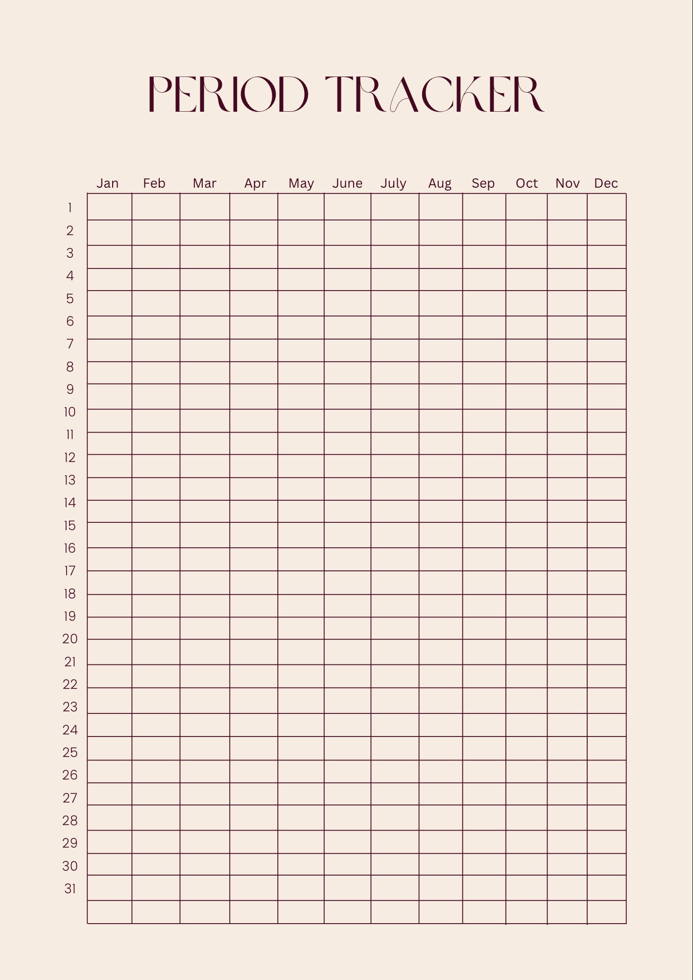 Printable Period Calendar Digital Period Tracker Menstrual Calendar Printable Period Calendar Digital Period Tracker Menstrual Calendar