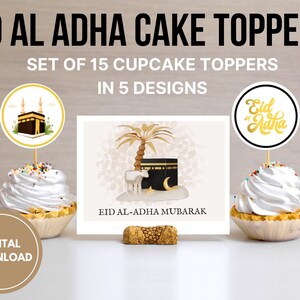 Eid Al Adha Mubarak Cupcake Toppers Printable | Printable Eid Mubarak Cupcake toppers | Eid Mubarak Cupcake decoration | Cupcake Toppers