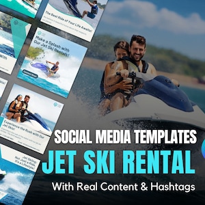 Social Media Templates for Jet Ski Rental Businesses | Instagram Template Designs For Jet Ski Rental | Canva Templates For Jet Ski Rental