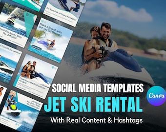 Social Media Templates for Jet Ski Rental Businesses | Instagram Template Designs For Jet Ski Rental | Canva Templates For Jet Ski Rental