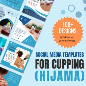 102x Social Media Templates For Cupping Therapist With Real Captions + Hashtags! | Hijama Instagram Posts | Cupping Social Media Designs
