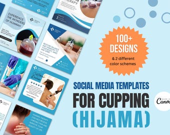 102x Social Media Templates For Cupping Therapist With Real Captions + Hashtags! | Hijama Instagram Posts | Cupping Social Media Designs