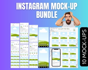 Instagram Mockup Templates | Ig Profile Mockup | Instagram Feed Template, Instagram Layout Grid, Instagram Profile Mockup, Canva Grid Layout