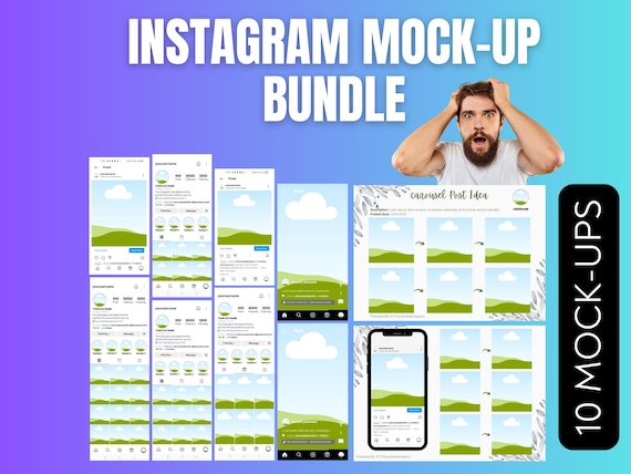 Instagram Mockup Templates | Ig Profile Mockup | Instagram Feed Template, Instagram Layout Grid, Instagram Profile Mockup, Canva Grid Layout