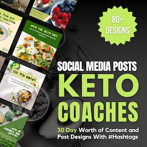 81 x Social Media Templates for Keto Coaches | Social Media Content For Keto Businesses | Canva Templates For Keto Coaches, Ketogenic Diet