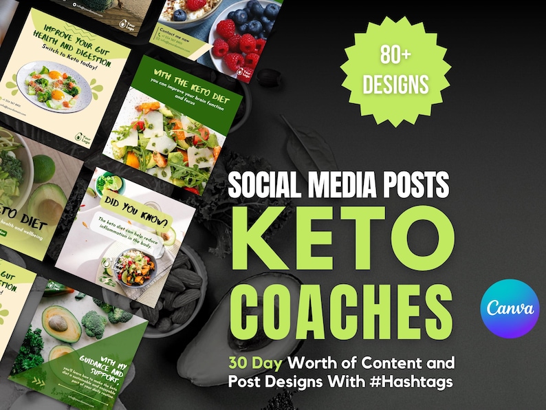 81 x Social Media Templates for Keto Coaches | Social Media Content For Keto Businesses | Canva Templates For Keto Coaches, Ketogenic Diet