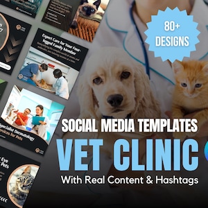 81 x Social Media Templates for Vet Clinics | Instagram Template Designs For Veterinary Clinics | Canva Templates For Vet Clinics