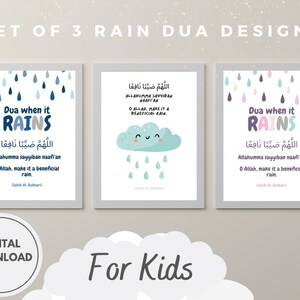 Wall Art for Dua For Rain| Set of 3 Printable Posters for Dua For When It Rains | Dua When It Rains Digital Wall Art | Dua For Rain Poster