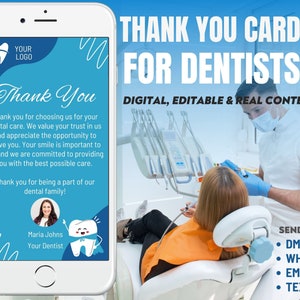 Tarjeta de agradecimiento para dentistas / Tarjeta de agradecimiento digital para clínicas dentales / Tarjeta de agradecimiento de clínica dental / Tarjeta de agradecimiento de descarga instantánea
