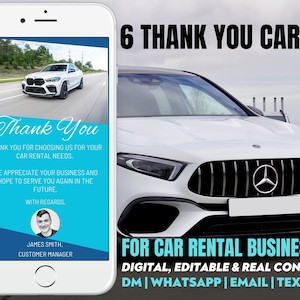 Digitale Dankeskarten für Mietwagenunternehmen | Auto Verleih Danksagungen | Digitale Dankeskarten für Rent A Car Business