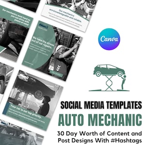 Social Media Templates for Auto Mechanics | Instagram Template Designs For Auto Mechanics | Canva Templates For Auto Repair Shop