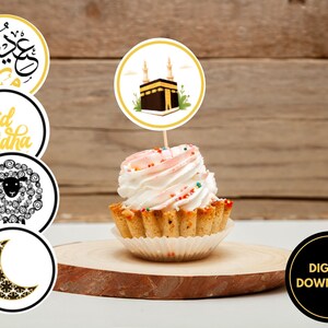Eid Al Adha Mubarak Cupcake Toppers Printable | Printable Eid Mubarak ...