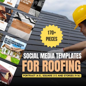 176 Social Media Templates for Roofing Business | Social Media Content For Roofing and Gutter Business | Instagram Template For Roofers!