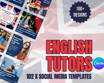 Plantillas de redes sociales para profesores de inglés/Diseños de Instagram para profesores de inglés/Plantillas de Canva para profesores de inglés