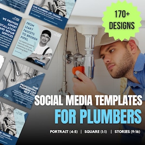 176 x Social Media Templates for Plumbers | Social Media Content For Plumbing Businesses | Canva Templates For Plumbing Businesses!