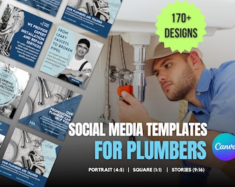 176 x Social Media Templates for Plumbers | Social Media Content For Plumbing Businesses | Canva Templates For Plumbing Businesses!
