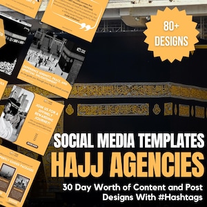 81 X Social Media Templates for Hajj  Umrah Agencies | Social Media Content For Hajj Agencies | Canva Templates For Hajj  Umrah Businesses