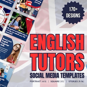 176 x Social Media Templates for English Tutors | Instagram Designs For English Tutors | Canva Templates For English Tutors