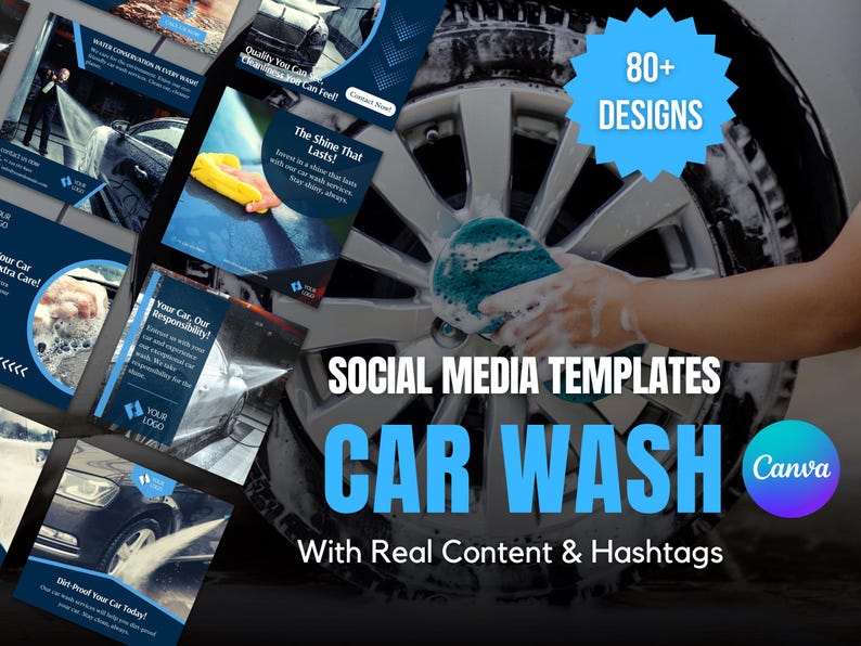 Social Media Templates for Car Wash | Instagram Template Designs For Car Wash | Canva Templates For Car Wash Business  | Car Wash Templates