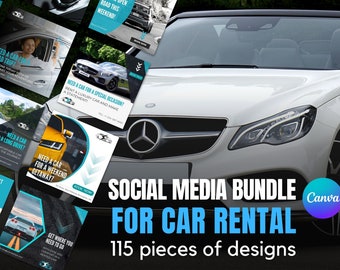 Social Media Bundle for Car Rental Businesses | Instagram Template Designs For Car Rental | Canva Templates For Car Rental