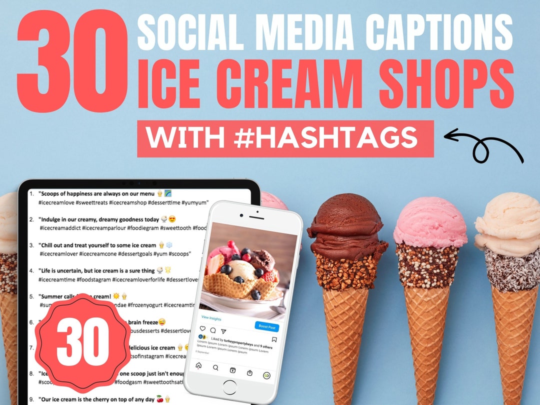 Social Media Captions For Ice Cream Shops Social Media For Etsy