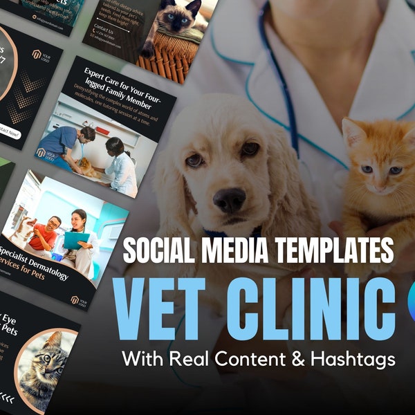 Social Media Templates for Vet Clinics | Instagram Template Designs For Veterinary Clinics | Canva Templates For Vet Clinics