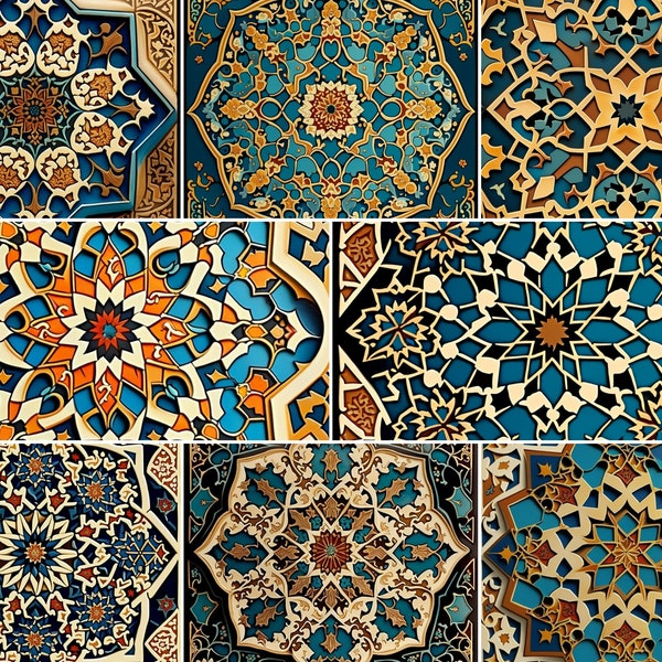 8 x AI Generated Images of Islamic Art / Islamic Tile Designs in PNG Format | Islamic Ai Generated Images | Islamic Tiles | AI Generated Art