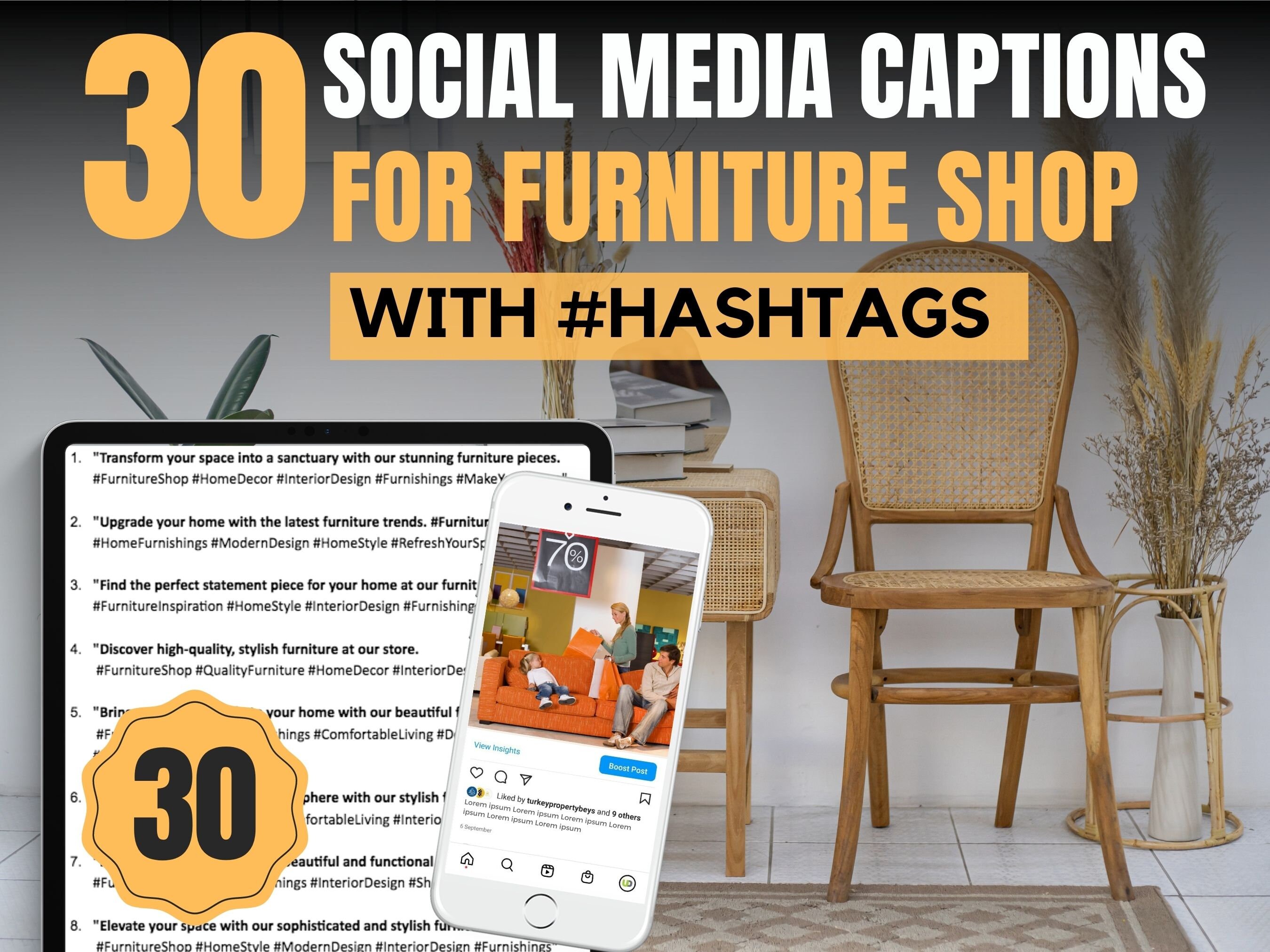Social Media Captions for Furniture Shops Social Media for - Etsy ...