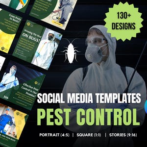 132 x Social Media Templates for Pest Control Businesses | Instagram Template Designs For Pest Control |  Canva Templates For Pest Control