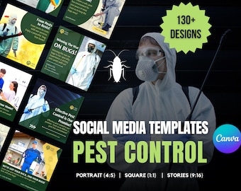 132 x Social Media Templates for Pest Control Businesses | Instagram Template Designs For Pest Control |  Canva Templates For Pest Control