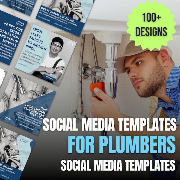 102 x Social Media Templates for Plumbers | Social Media Content For Plumbing Businesses | Canva Templates For Plumbing Businesses!