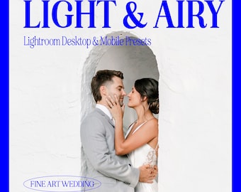LICHT en LUCHT Lightroom-voorinstellingen, heldere bruiloft Lightroom-voorinstellingen, desktop- en mobiele voorinstellingen voor trouwfotografie