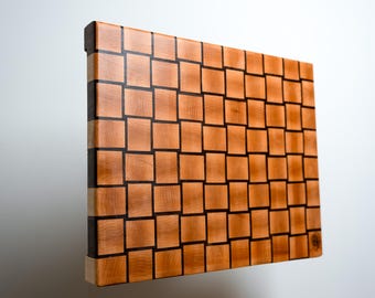 End grain basket weave cutting board, chopping board