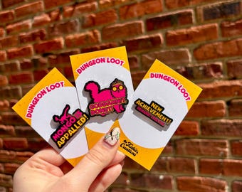 Dungeon Crawler Carl Enamel Pins | Mongo Appalled, Goddamnit Donut, New Achievement