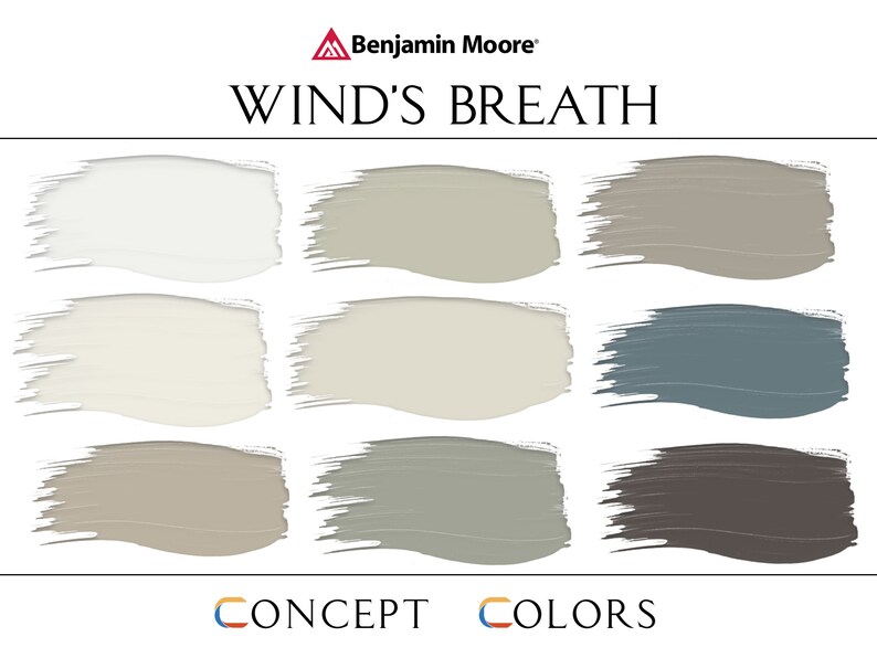 Winds Breath Paint Palette, Benjamin Moore Color Palette, Whole House