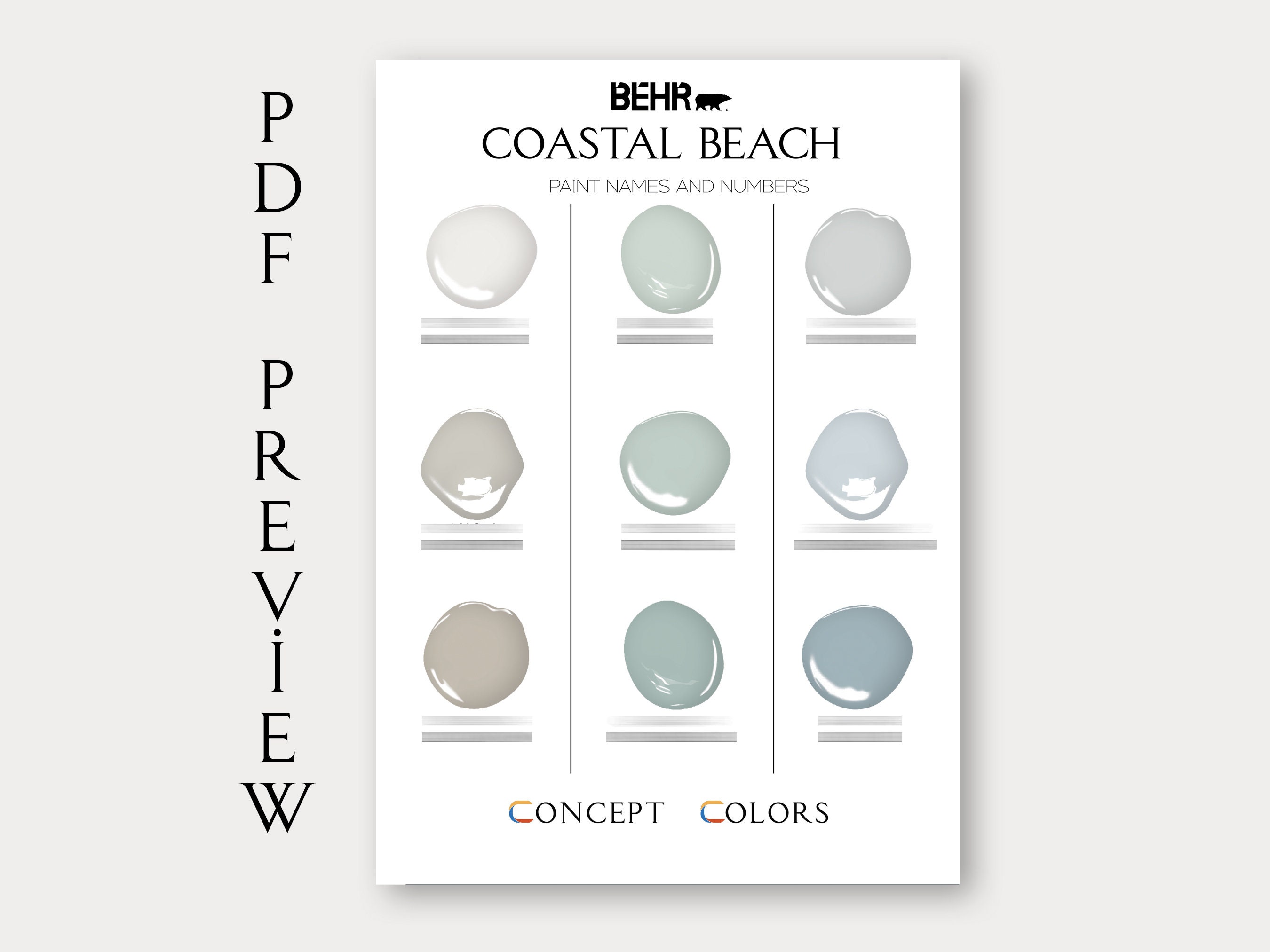 Coastal Beach Color Scheme, Behr, Whole House Paint Palette, Calm ...