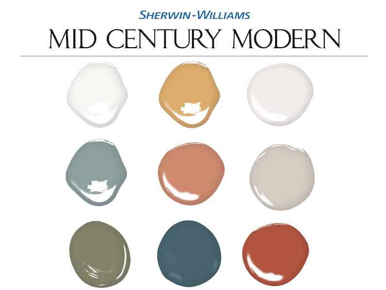 Mid Century Modern Palette Sherwin Williams Interior Paint Etsy