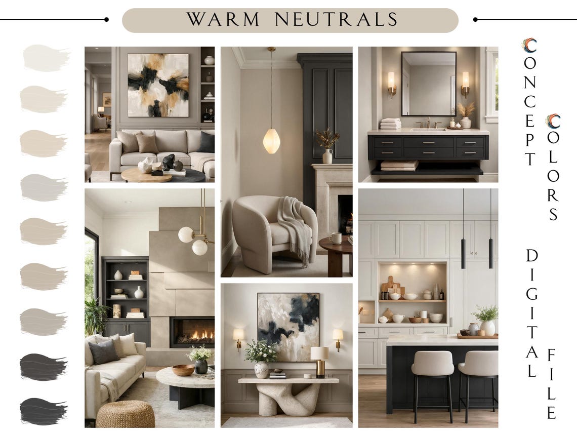 Warm Neutral Color Warm Neutral Paint Colors for Home, BEHR Palette, Cozy Beige Greige ...
