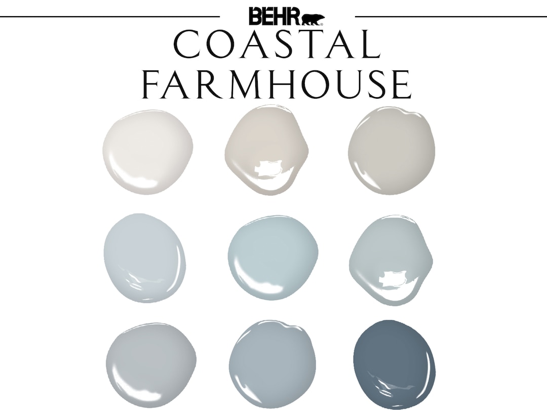 Coastal Farmhouse Paint Palette, Behr Color Scheme, Whole House Paint ...