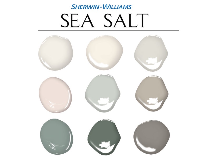Sherwin Williams Sea Salt Palette, Coastal Palette, Fresh Color Palette