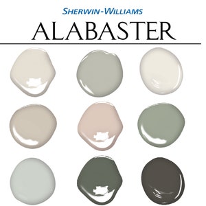 Alabaster Coordinating Colors: Sherwin Williams ~ Whole House Paint Palette ~ Warm Neutrals Colors (Digital Download)