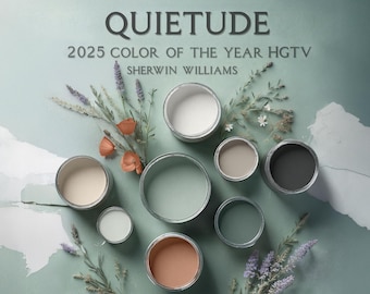 2025 Color Of The Year, Home Paint Palette, HGTV Sherwin Williams Quietude Colour Scheme