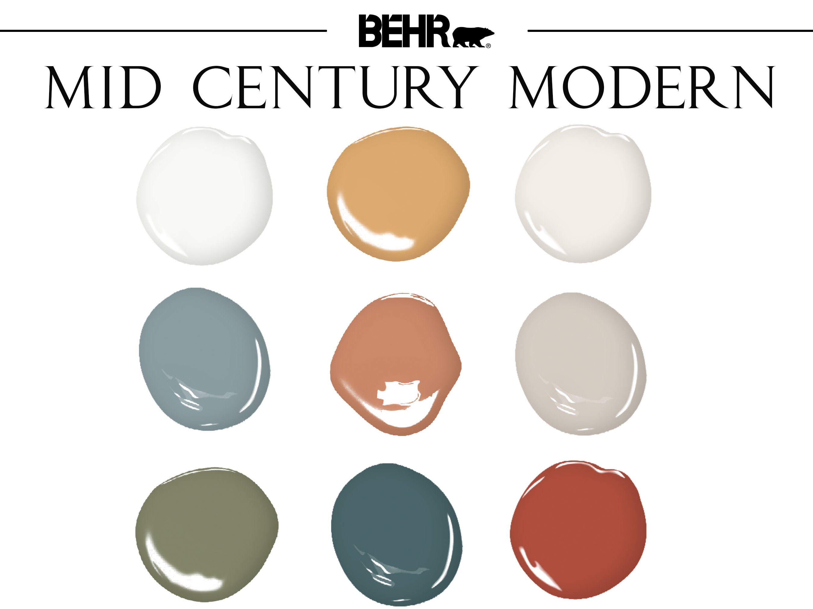 Behr Mid Century Modern Palette Interior Paint Scheme Mid - Etsy