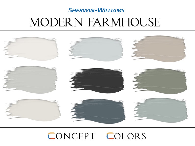 Sherwin Williams Modern Farmhouse Paint Palette Modern - Etsy