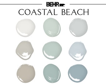 Coastal Beach Color Scheme, Behr, Whole House Paint Palette, Calm Coastal Colors (Digital Download)